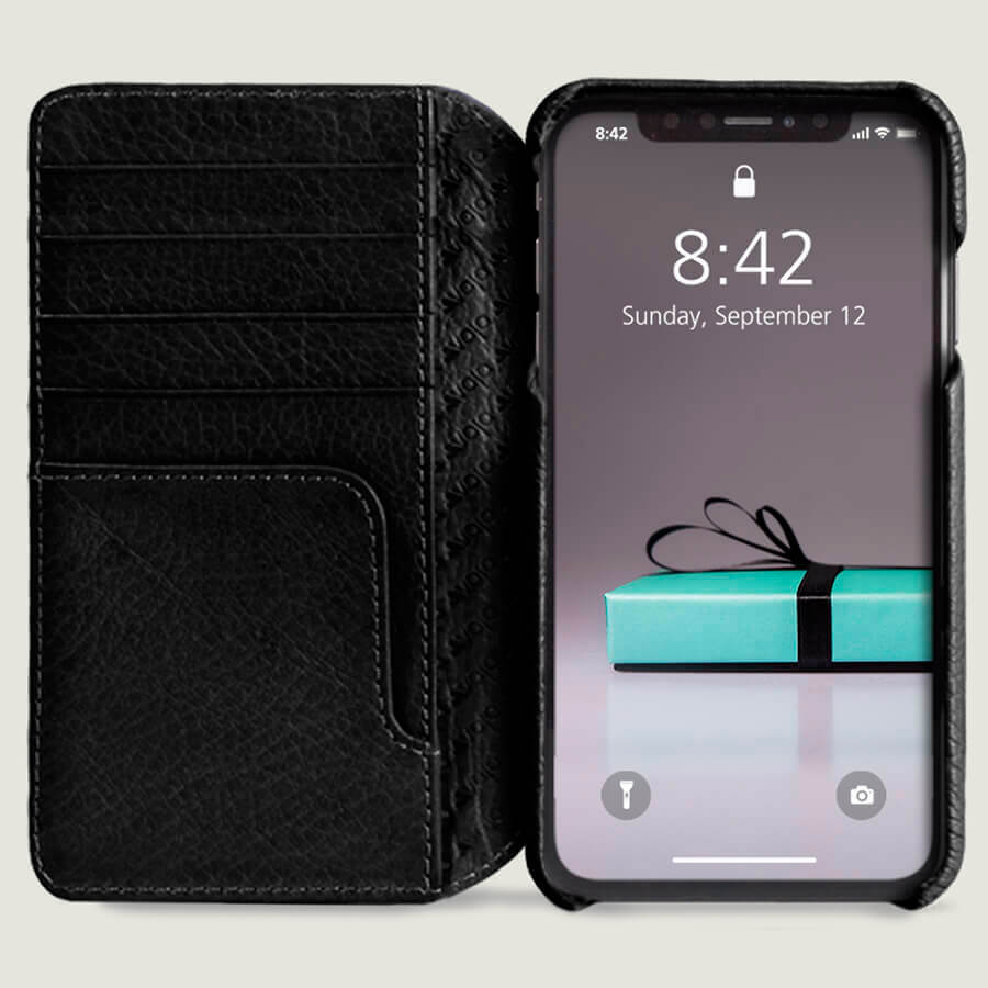 Leather Wallet Case for iPhone Xs Max - Oxa Black