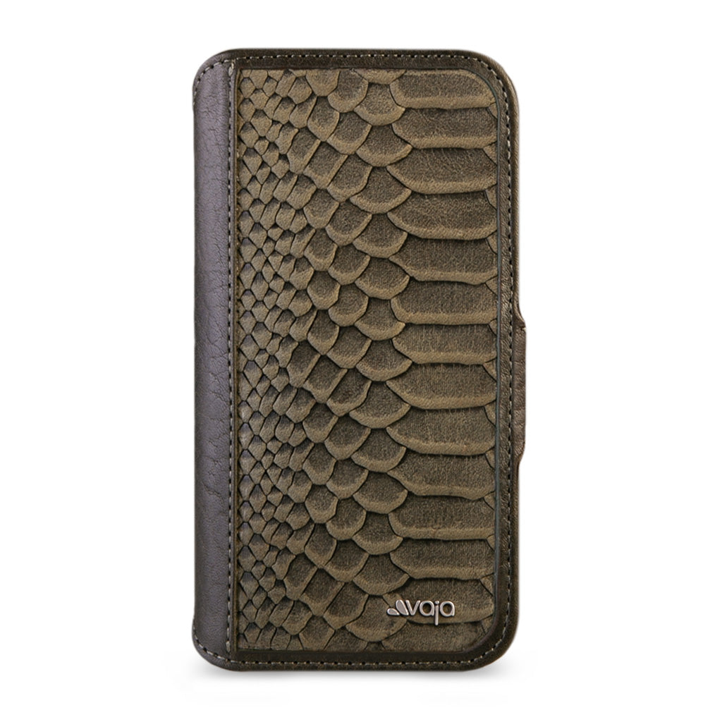 iPhone 14 Pro Max wallet leather case with snake pattern - Vaja