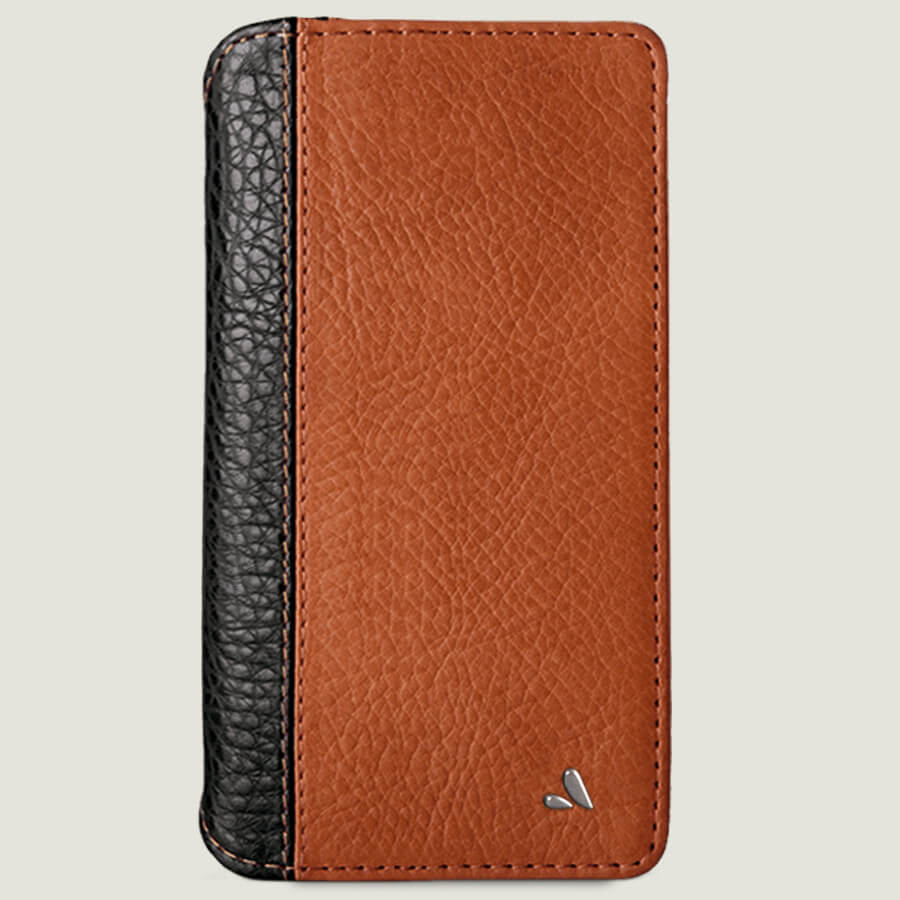 Wallet LP - iPhone Xs Max Leather Case - Floater Black and Bridge Saddle Tan