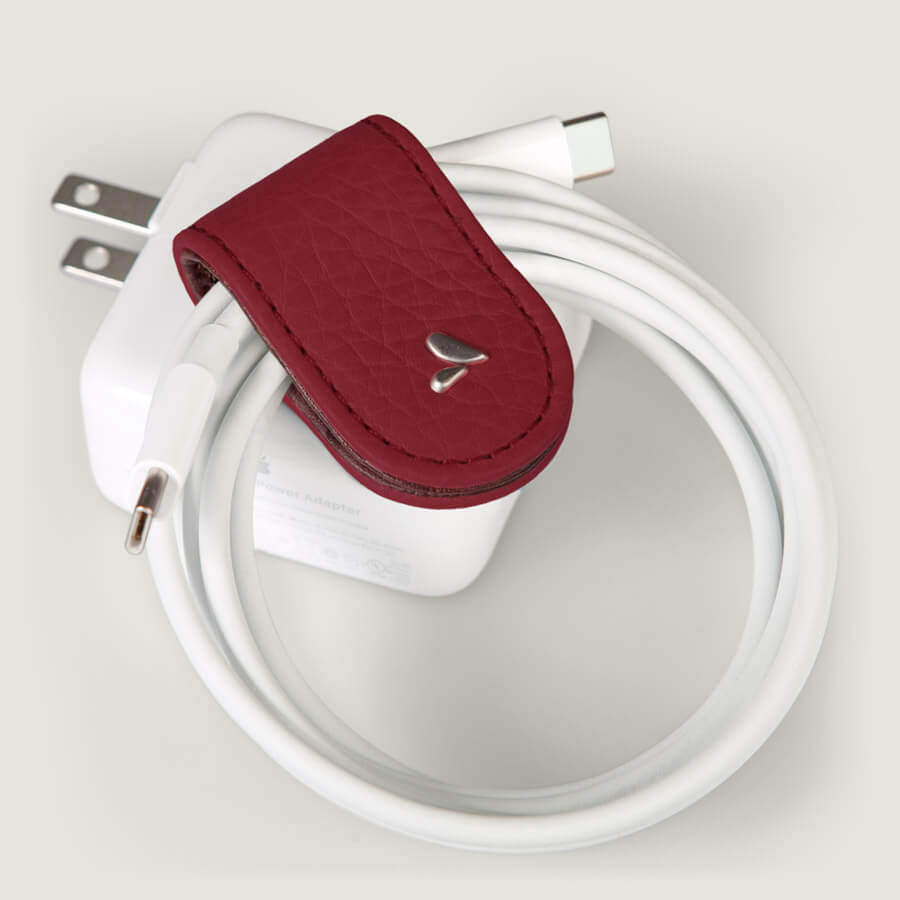 XL Leather Jaws Cable Holder - Floater Ruby Wine