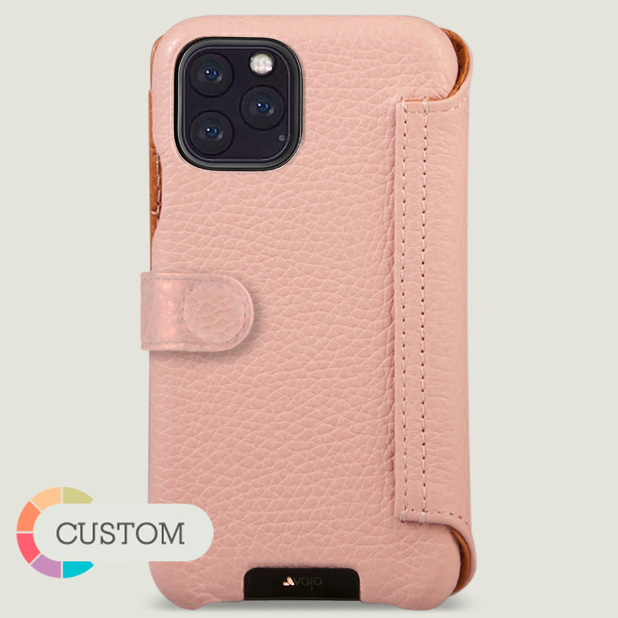 Customizable iPhone 11 Pro Max Wallet leather case with magnetic closure - Vaja
