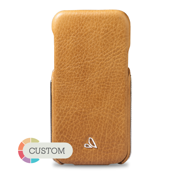 Customizable Top Silver iPhone X / iPhone Xs Leather Case - Vaja