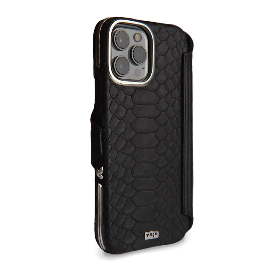 Custom Silver Kobra Wallet iPhone 14 Pro leather case - Vaja