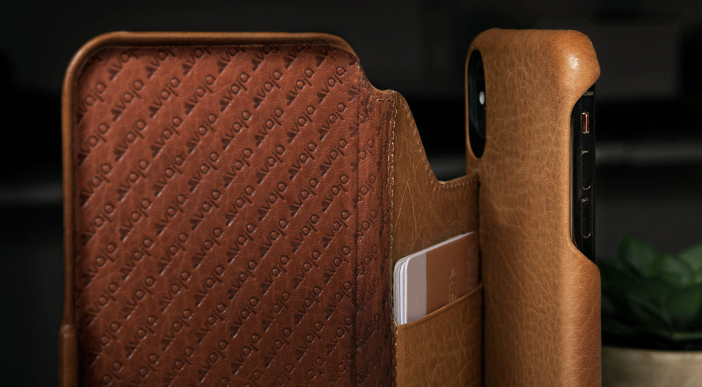 Folio Wallet Stand iPhone Xs Max Leather Case - Vaja