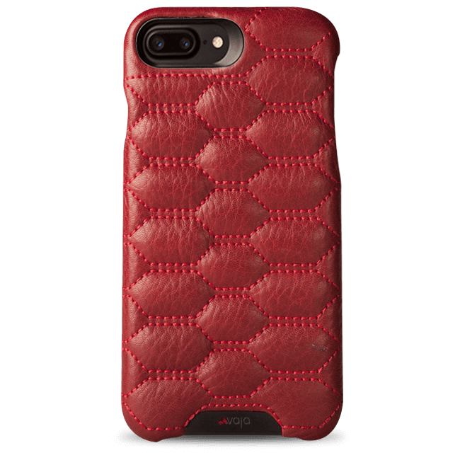 Grip Matelasse iPhone 8 Plus Quilted Leather Case - Bridge Chili w Red thread