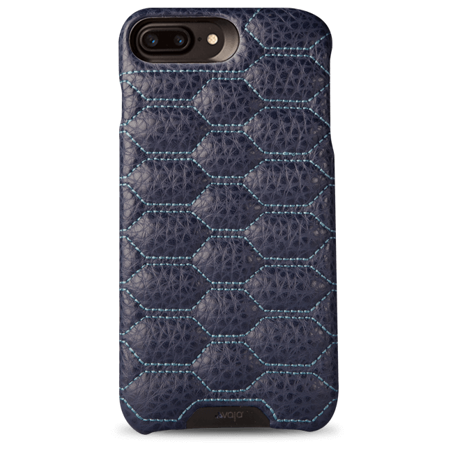 Grip Matelasse iPhone 8 Plus Quilted Leather Case - F Crown Blue w L Blue thread