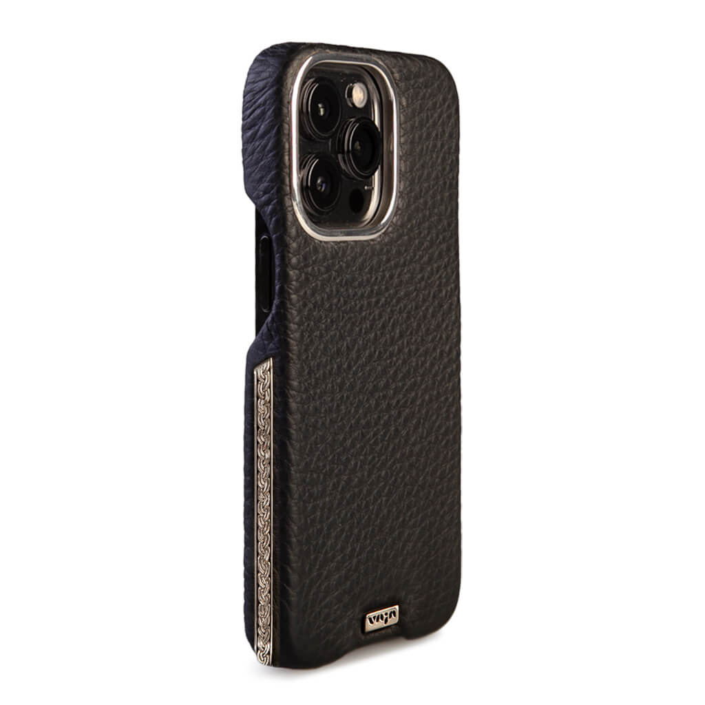 Silver Grip iPhone 14 Pro Leather Case - Vaja