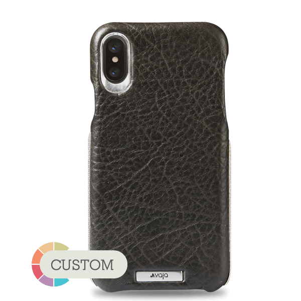 Customizable Grip Silver iPhone X / iPhone Xs Leather Case - Vaja