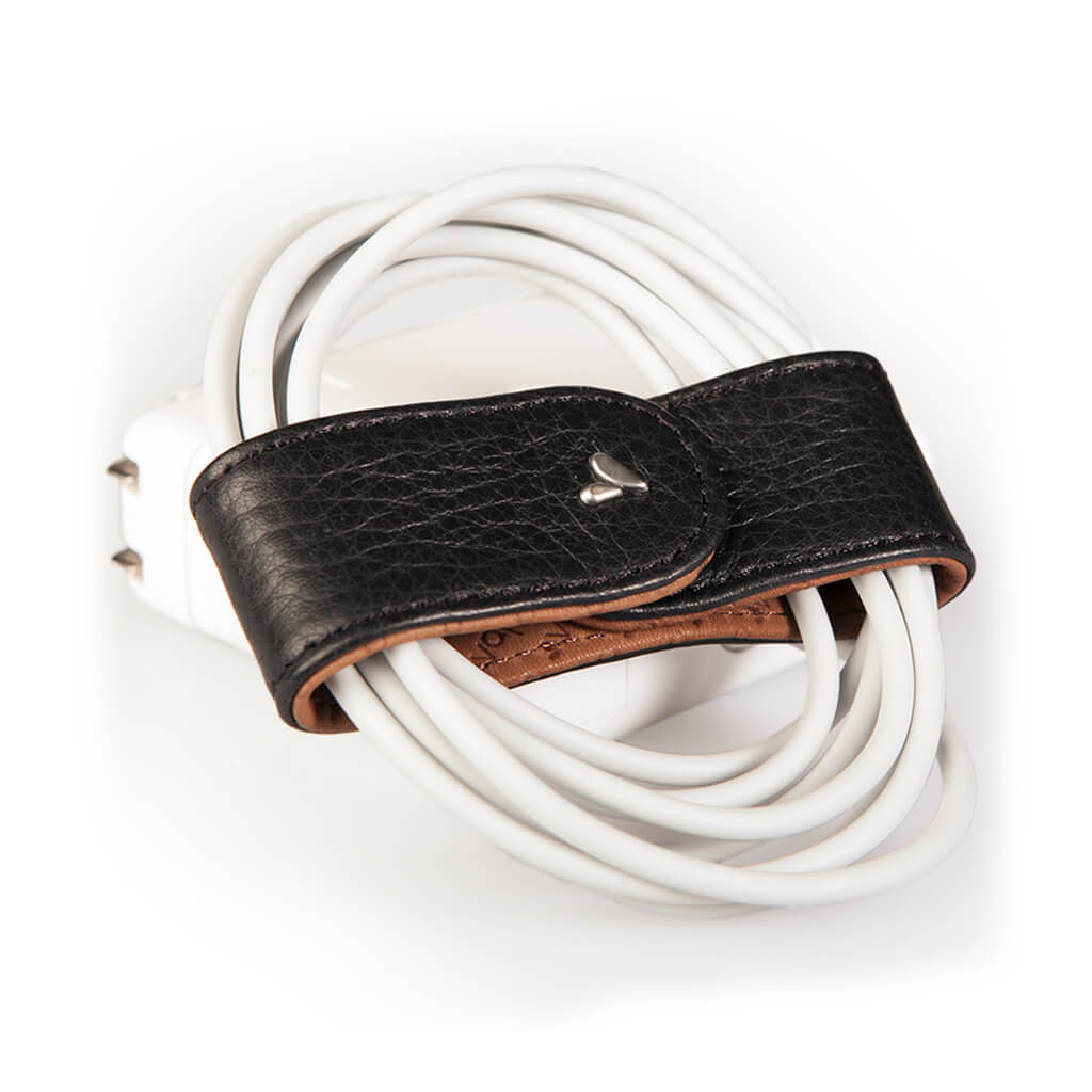 Vaja Leather Cable Organizer - The Travel Essential - Floater Black and C Black