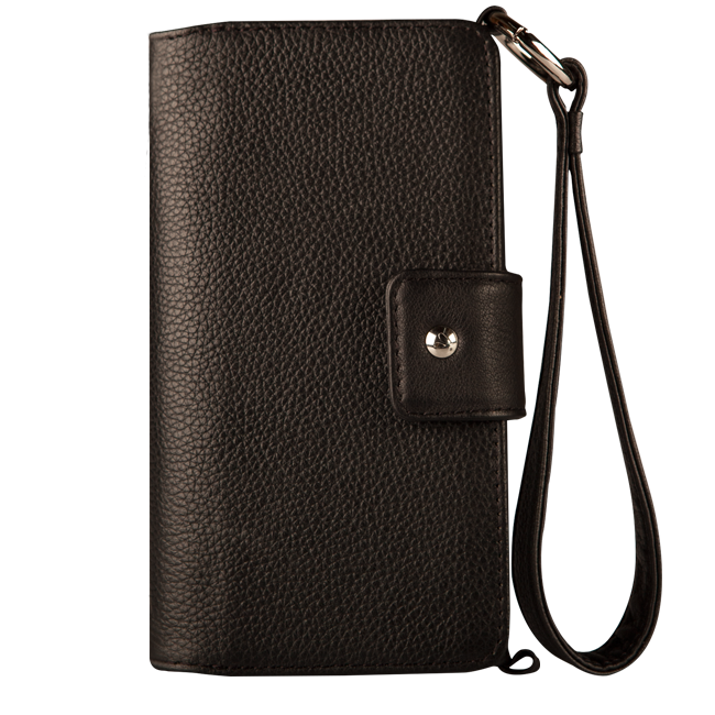 Lola XO - iPhone 7 Plus Wallet leather wristlet case - Verygrain Black