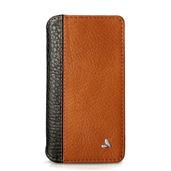 Wallet LP iPhone 7 leather case - Black Saddle Tan