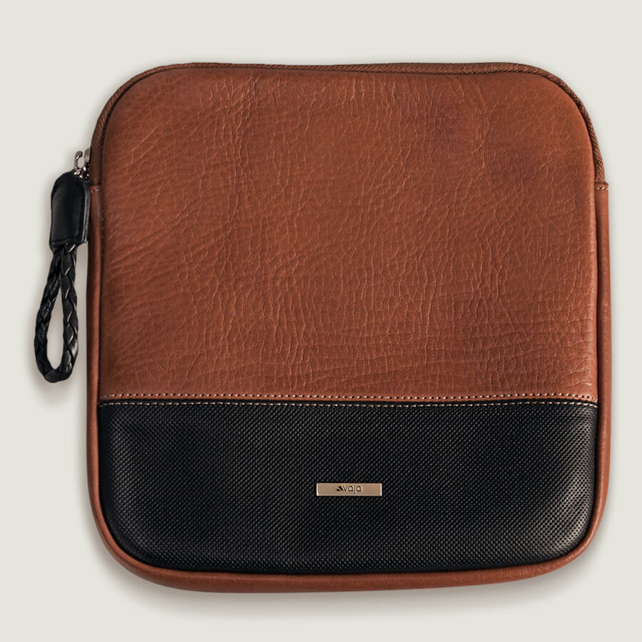 Organizer Leather Pouch - Caramelo and Black Pointille
